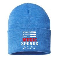 Where Words Fail Music Speaks Gift Sustainable Knit Beanie