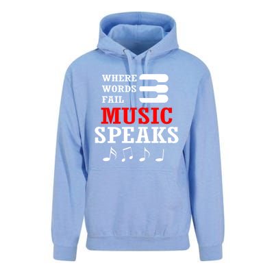 Where Words Fail Music Speaks Gift Unisex Surf Hoodie