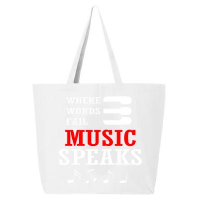 Where Words Fail Music Speaks Gift 25L Jumbo Tote