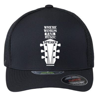 Where Words Fail Music Speaks Gift Meaningful Gift Flexfit Unipanel Trucker Cap