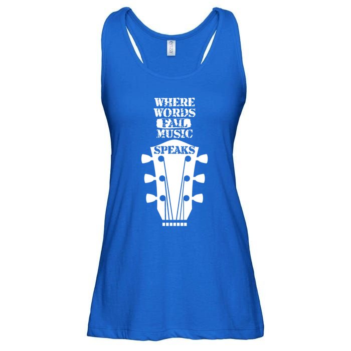 Where Words Fail Music Speaks Gift Meaningful Gift Ladies Essential Flowy Tank