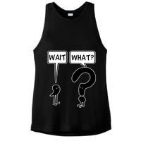 Wait What Funny Grammar Questioning Punctuation Ladies PosiCharge Tri-Blend Wicking Tank