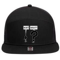 Wait What Funny Grammar Questioning Punctuation 7 Panel Mesh Trucker Snapback Hat