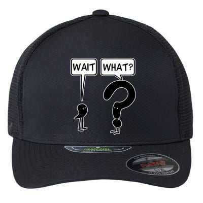 Wait What Funny Grammar Questioning Punctuation Flexfit Unipanel Trucker Cap