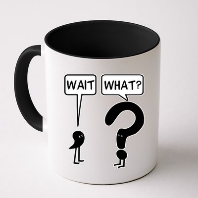 Wait What Funny Grammar Questioning Punctuation Mug