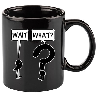 Wait What Funny Grammar Questioning Punctuation 11oz C Handle Ceramic Mug