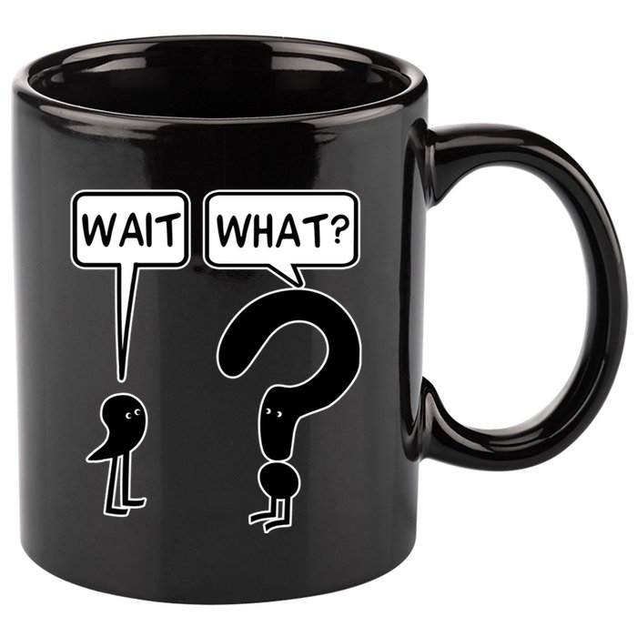 Wait What Funny Grammar Questioning Punctuation 11oz C Handle Ceramic Mug