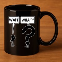 Wait What Funny Grammar Questioning Punctuation 11oz C Handle Ceramic Mug
