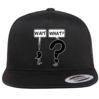 Wait What Funny Grammar Questioning Punctuation Flat Bill Trucker Hat