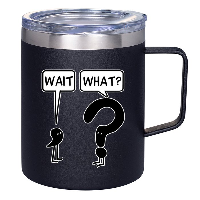 Wait What Funny Grammar Questioning Punctuation 12oz Stainless Steel Coffee Mug