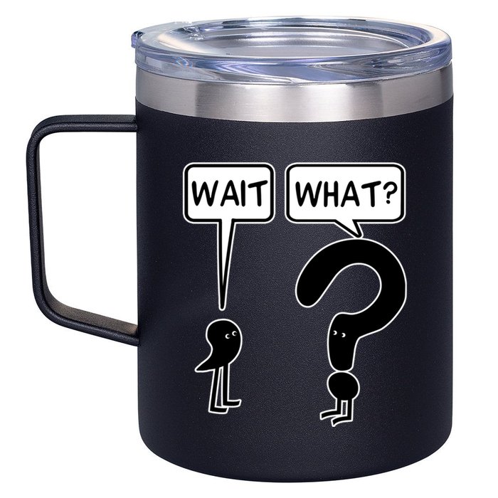 Wait What Funny Grammar Questioning Punctuation 12oz Stainless Steel Coffee Mug