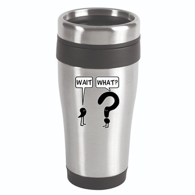 Wait What Funny Grammar Questioning Punctuation 16oz Travel Tumbler