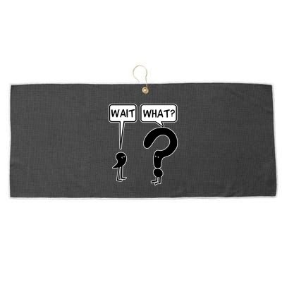 Wait What Funny Grammar Questioning Punctuation Large Microfiber Waffle Golf Towel