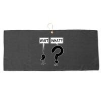 Wait What Funny Grammar Questioning Punctuation Large Microfiber Waffle Golf Towel
