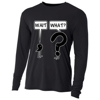 Wait What Funny Grammar Questioning Punctuation Cooling Performance Long Sleeve Crew