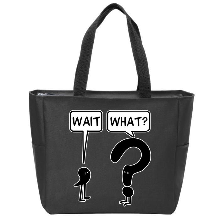 Wait What Funny Grammar Questioning Punctuation Zip Tote Bag