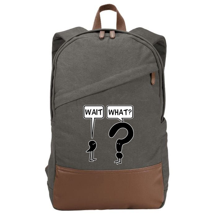 Wait What Funny Grammar Questioning Punctuation Cotton Canvas Backpack