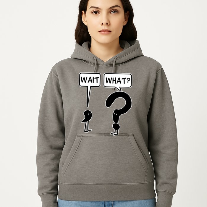 Wait What Funny Grammar Questioning Punctuation Hoodie