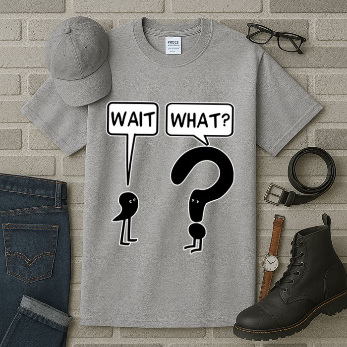 Wait What Funny Grammar Questioning Punctuation Tall T-Shirt