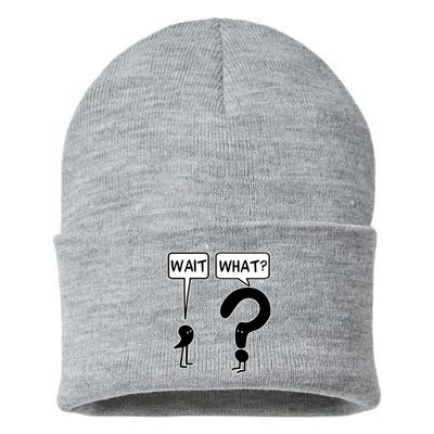 Wait What Funny Grammar Questioning Punctuation Sustainable Knit Beanie