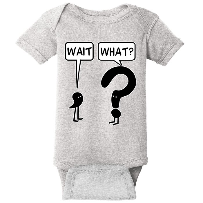 Wait What Funny Grammar Questioning Punctuation Baby Bodysuit