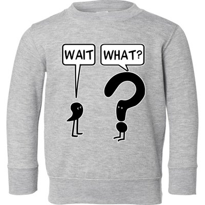 Wait What Funny Grammar Questioning Punctuation Toddler Sweatshirt