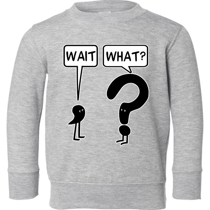 Wait What Funny Grammar Questioning Punctuation Toddler Sweatshirt