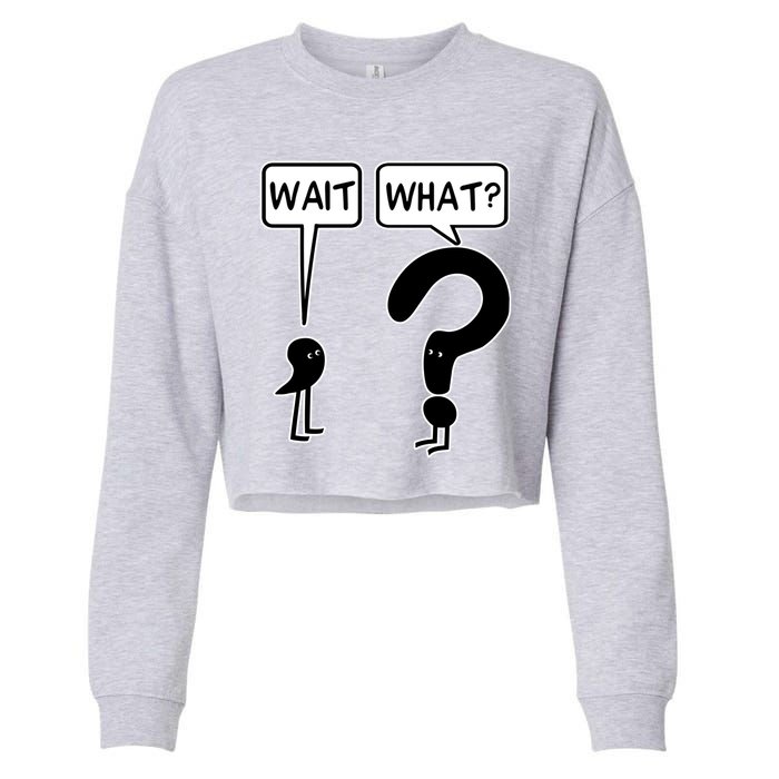 Wait What Funny Grammar Questioning Punctuation Cropped Pullover Crew