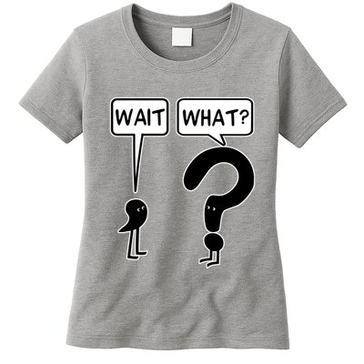 Wait What Funny Grammar Questioning Punctuation Womens T-Shirt