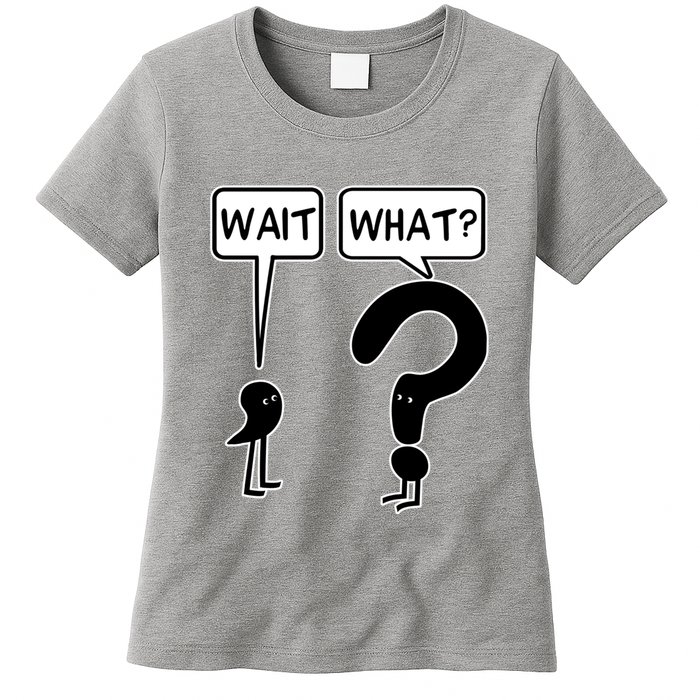 Wait What Funny Grammar Questioning Punctuation Womens T-Shirt