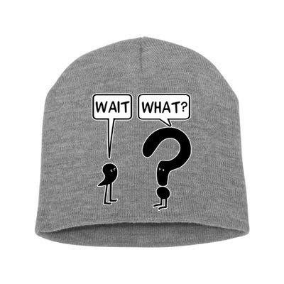 Wait What Funny Grammar Questioning Punctuation Short Acrylic Beanie