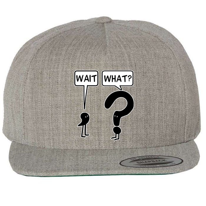Wait What Funny Grammar Questioning Punctuation Wool Snapback Cap