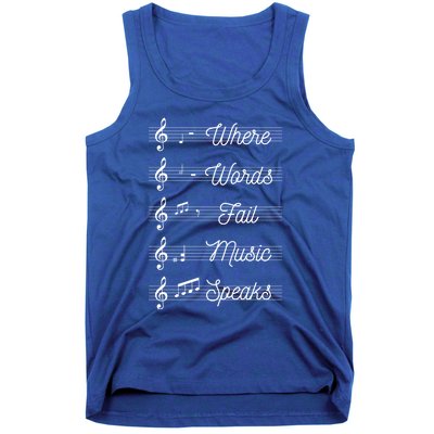 Where Words Fail Music Speaks Teach Teaching Teacher Gift Tank Top