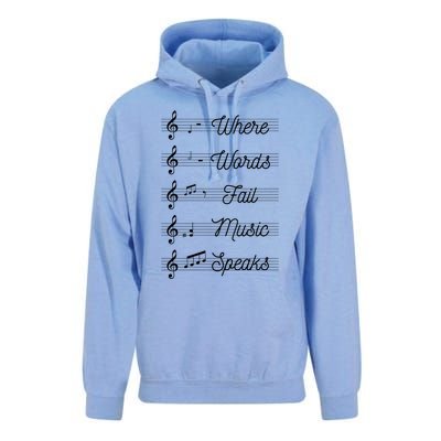 Where Words Fail Music Speaks Teach Teaching Teacher Gift Unisex Surf Hoodie