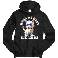 When We Fight We Win Kamala Harris Cat Lady Boho Tie Dye Hoodie