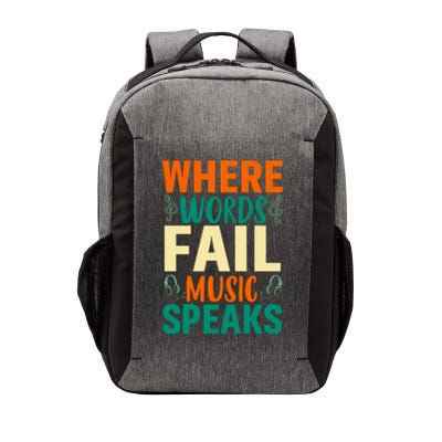 Where Words Fail Music Speaks Motivational Music Slogan Music Lover Vector Backpack