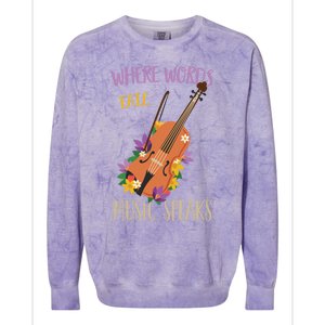 Where Words Fail Music Speaks Violin Musician Theater Lover Gift Colorblast Crewneck Sweatshirt