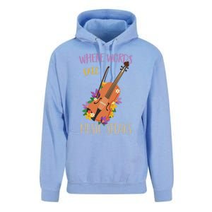 Where Words Fail Music Speaks Violin Musician Theater Lover Gift Unisex Surf Hoodie