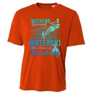 Waterski Weekend Forecast Ing Funny Gift Funny Water Skiing Cool Gift Cooling Performance Crew T-Shirt