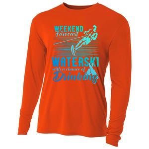 Waterski Weekend Forecast Ing Funny Gift Funny Water Skiing Cool Gift Cooling Performance Long Sleeve Crew