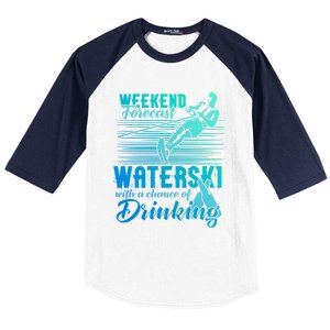 Waterski Weekend Forecast Ing Funny Gift Funny Water Skiing Cool Gift Baseball Sleeve Shirt