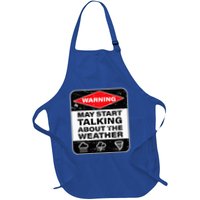 Weather Warning Funny Raining Storms Meteorology Full-Length Apron With Pockets