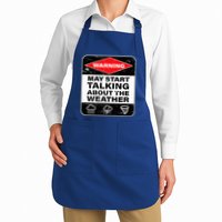 Weather Warning Funny Raining Storms Meteorology Full-Length Apron With Pockets