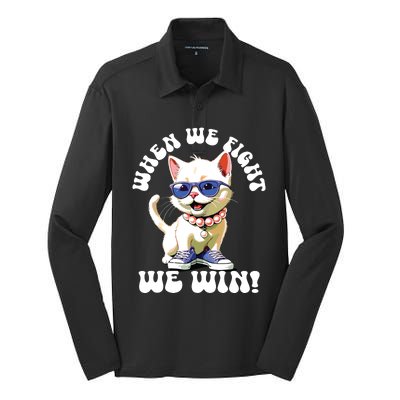 When We Fight We Win Kamala Harris Cat Lady Boho Women Silk Touch Performance Long Sleeve Polo