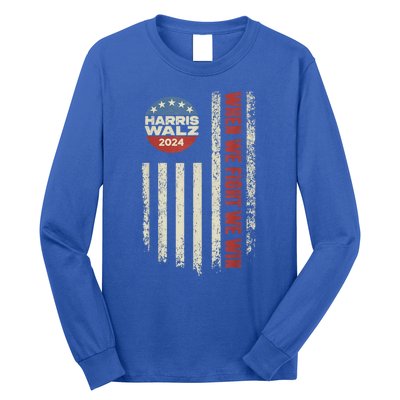 When We Fight We Win Kamala Harris Cat Lady Boho Long Sleeve Shirt