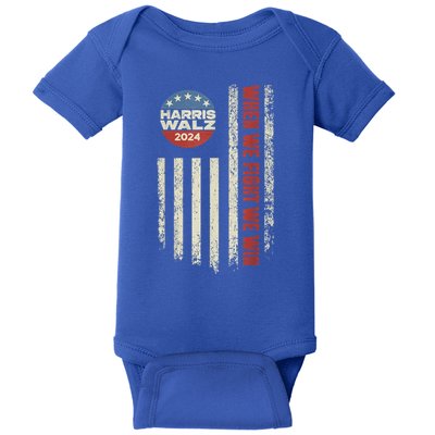 When We Fight We Win Kamala Harris Cat Lady Boho Baby Bodysuit