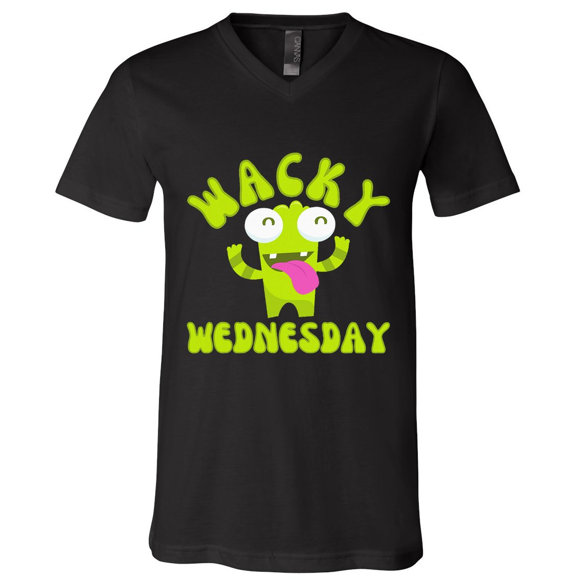 Wacky Wednesday Funny Green Ogre Mismatch V-Neck T-Shirt