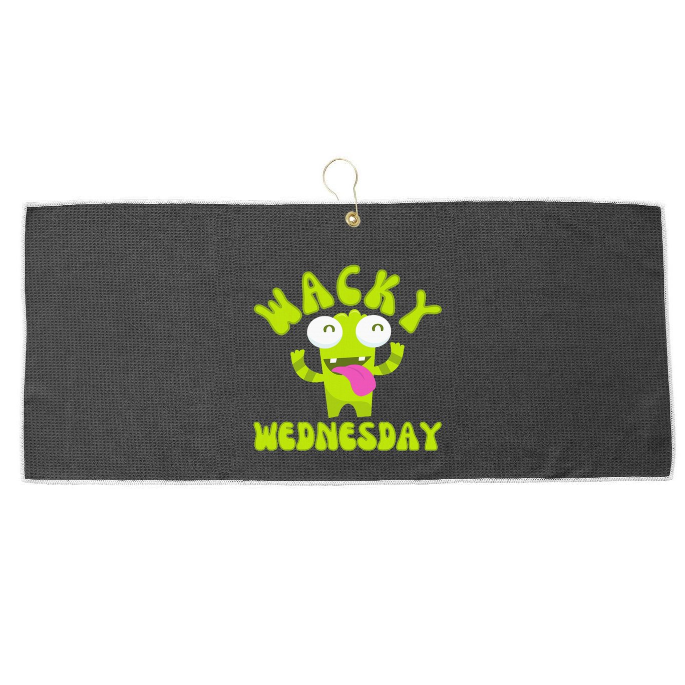Wacky Wednesday Funny Green Ogre Mismatch Large Microfiber Waffle Golf Towel