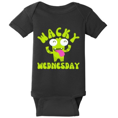 Wacky Wednesday Funny Green Ogre Mismatch Baby Bodysuit