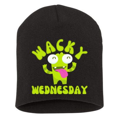 Wacky Wednesday Funny Green Ogre Mismatch Short Acrylic Beanie